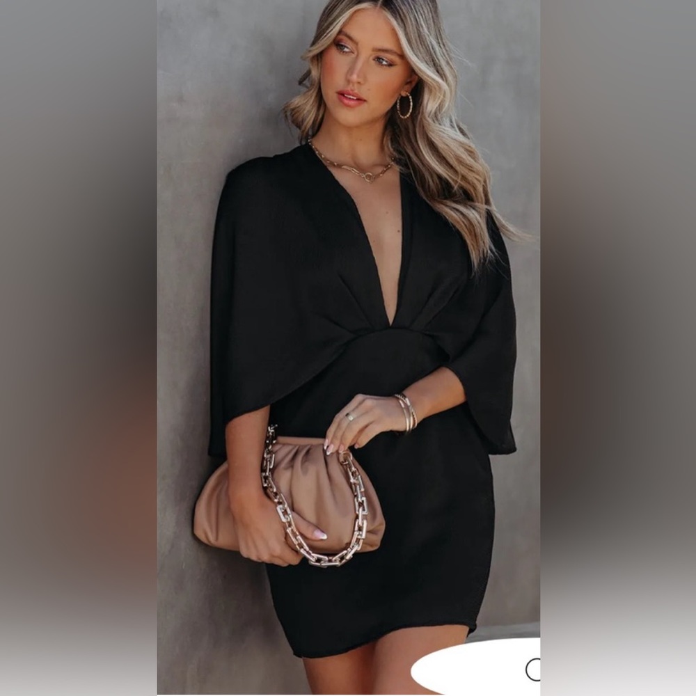 Do + Be Black Satin Mini Dress NWT